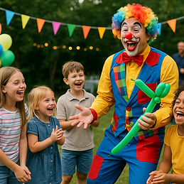 Clown entertaining children at party